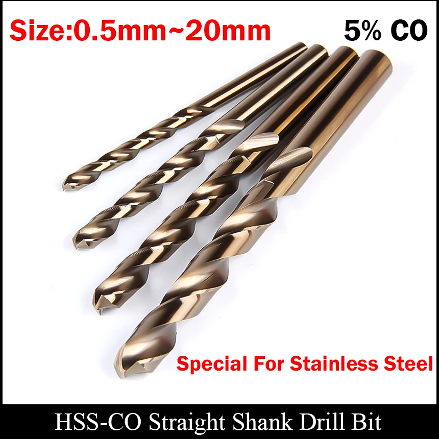 9.1mm 9.2mm 9.3mm 9.4mm 9.5mm Stainless Steel High Speed Steel Cobalt HSS CO HSS-CO Fully Ground Straight Shank Twist Drill Bit