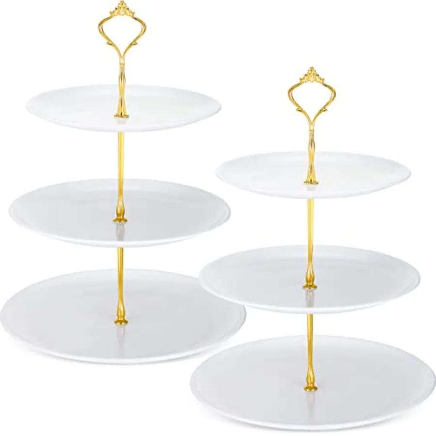 

Set of 2 Cupcake Display Stands 3 Tier Serving Tray Platters Stainless Steel Cup Cake Tower for Birthday Party Wedding Dessert