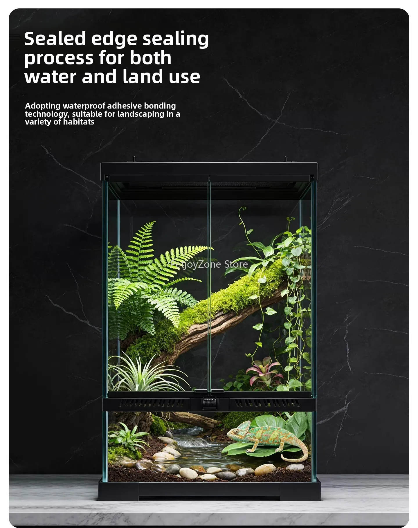 

Rectangle Reptile Enclosure Ultra-clear Glass Eyelash Geckos Lizards Turtles Snakes Panoramic Rainforest Viewing