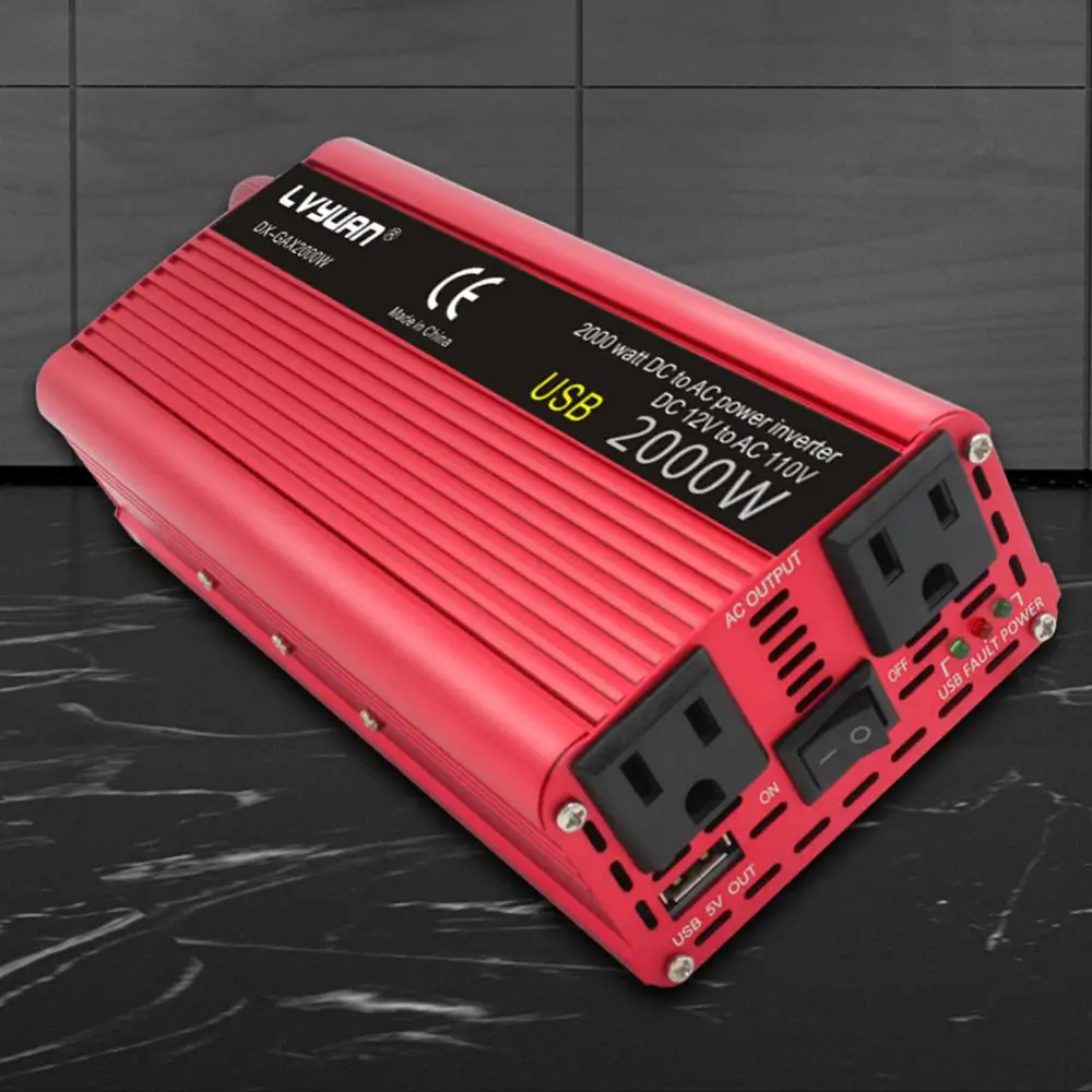 

Pure Sine Wave Power Inverter 110v/220v Easy To Carry Compatible Intelligent Durable Automobile Car Power Inverter Dual Usb