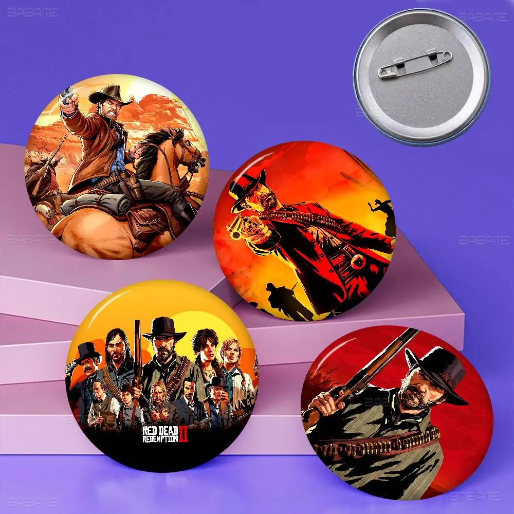 Game R-Red Dead-R-Redemptions 2 Tinplate Pin Button Custom Anime Role Old-school Brooch Cartoon Collar Badge Jewelry Gift Fans