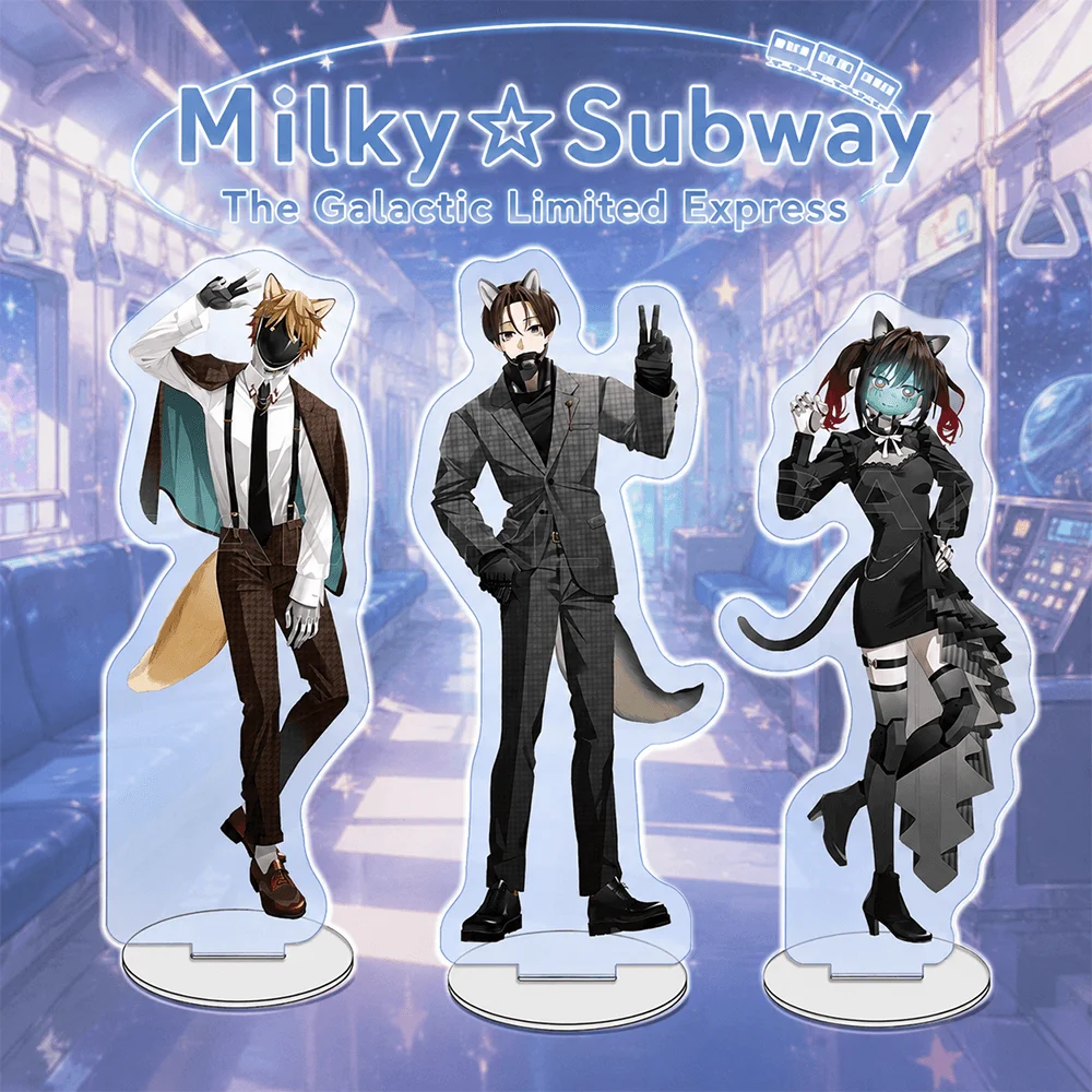 Milky Subway Max 15cm Acrylic Stand Keychain Fox Ear Mask Cyborg Suit Cape Cool Pose Ver Tabletop Decor Desk Ornament Gift