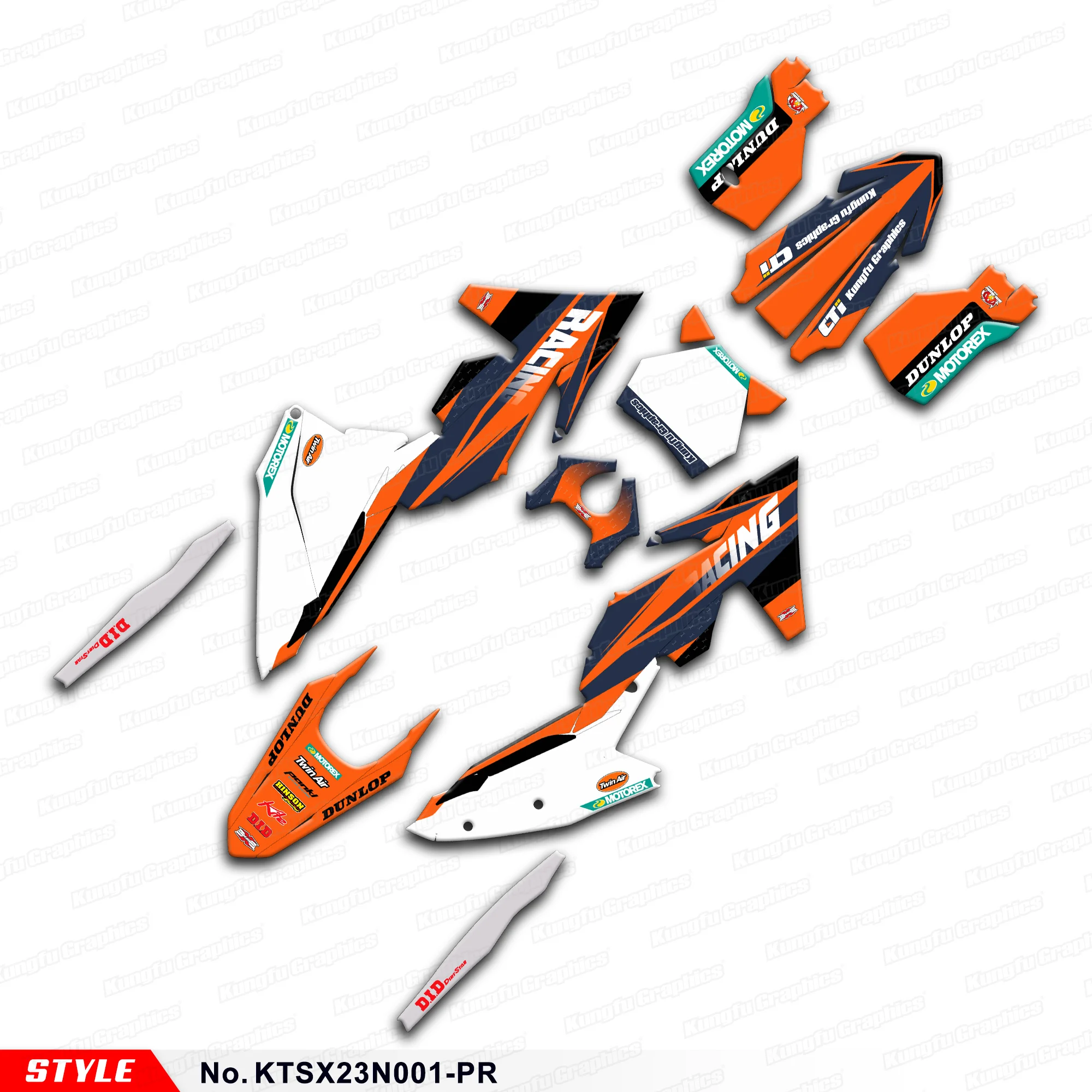 

Aftermarket Vinyl Sticker MX Graphics Kit for KTM 150 250 300 350 450 500 EXC EXC-F XC-W 2024 ,KTSX23N001-PR