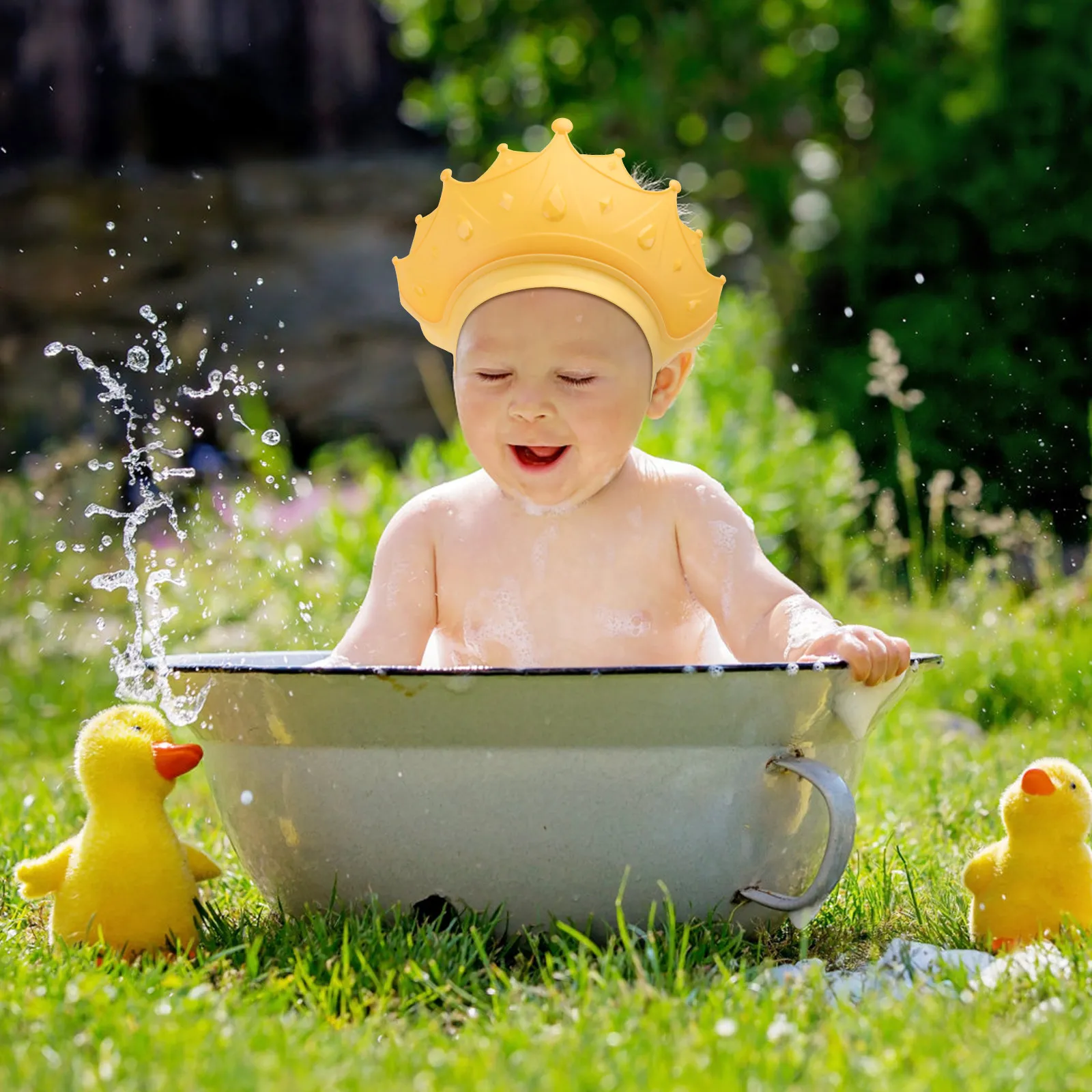 

2Pcs Baby Shampoo Caps Waterproof Silicone Hair Washing Hats Adjustable Kids Bathing Hats Protective Shower Supplies for Haircut