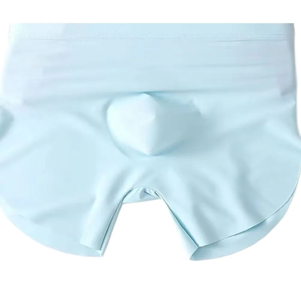 Fashion Simple Casual Men Ice Silk Seamless Boxers Shorts U Convex Pouch Underwear Man Plus Size Comfortable Panties