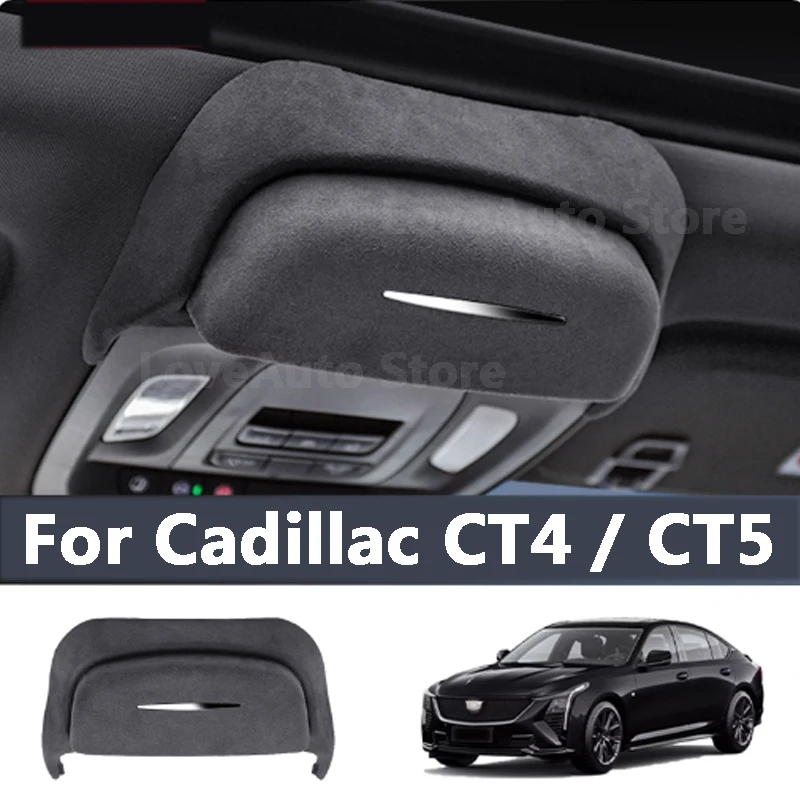 

For Cadillac CT4 CT5 2020-2024 Car ABS Suede Glasses Case Roof Sunglasses Storage Holder Interior Box Accessories