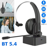 Bluetooth 5.4 Headphones with Mic Charging Base Wireless Headset for PC Laptop Call Center Office 12H Talking Time
