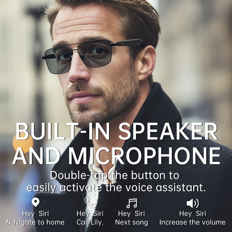 Novos óculos inteligentes bluetooth 5.3 chamada ao ar livre multifuncional esportes fones de ouvido à prova dwaterproof água anti-uv para homens mulheres óculos de sol