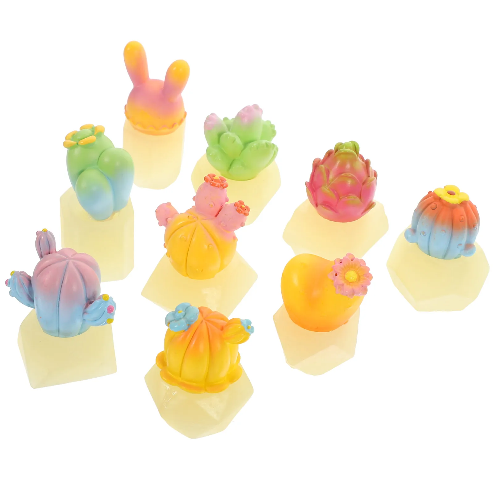 

9pcs Mini Resin Cactus Figurines Desktop Home Decoration Tiny Succulents Bonsai Crafts Car Interior Garden Ornament Miniature
