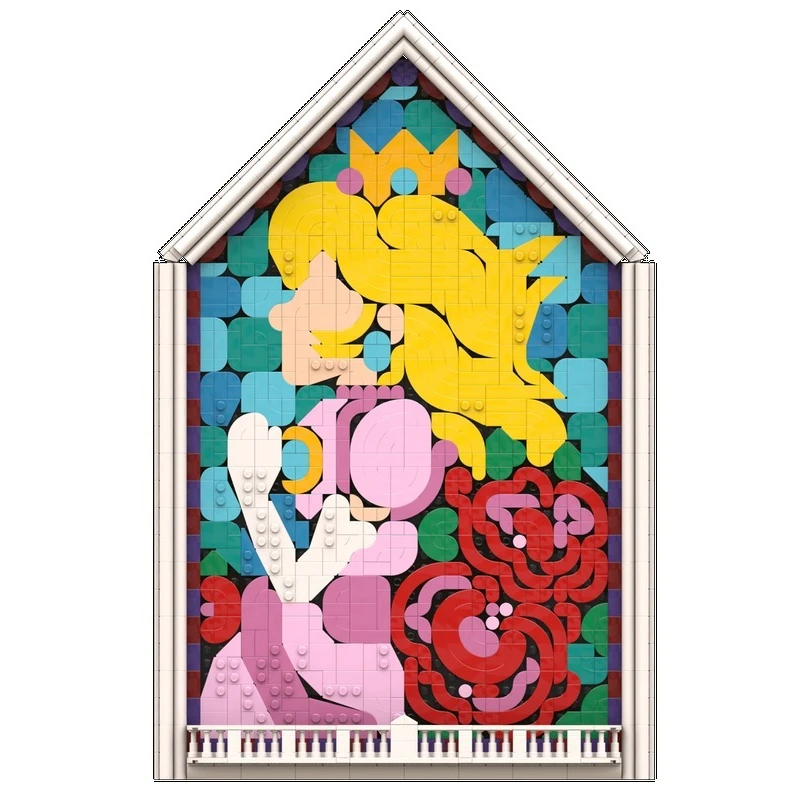 1264PCS Stained Glass Window MOC Creative Art Model Custom Puzzle Blocks DIY Assembly Educational Toy Gifts Decoration Display