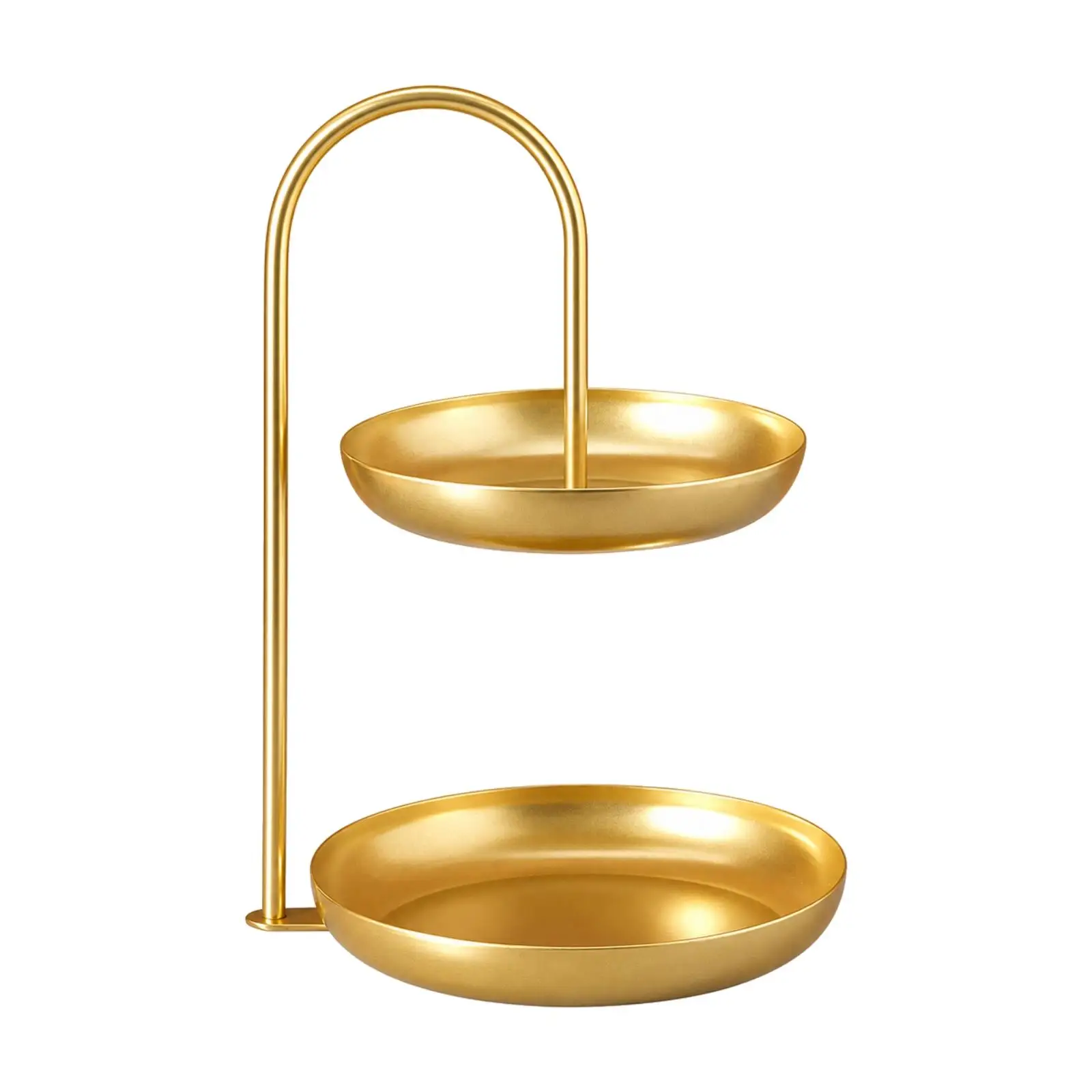 Elegant Two Tier Iron Tray for Fruit and Snacks Storage Metal Tabletop Organizer for Vanity Entryway Decor
