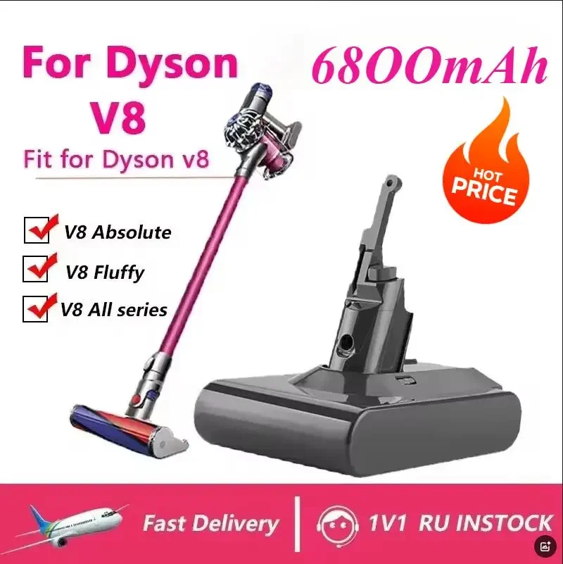 

НОВЫЙ аккумулятор Dyson SV10 21,6 В для Dyson V8, аккумуляторная батарея для Dyson V8, абсолютный пушистый/животный литий-ионный пылесос, зарядное устройство