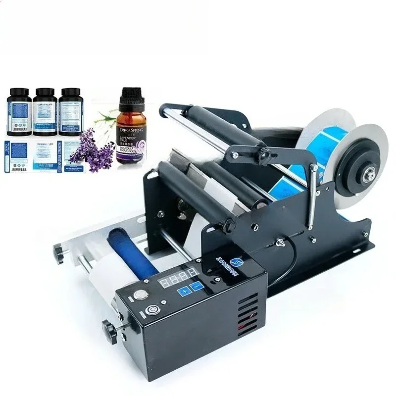 

ZS-TB50SM Desktop Semi Automatic Sticker Small Round Bottle Labeling Machine
