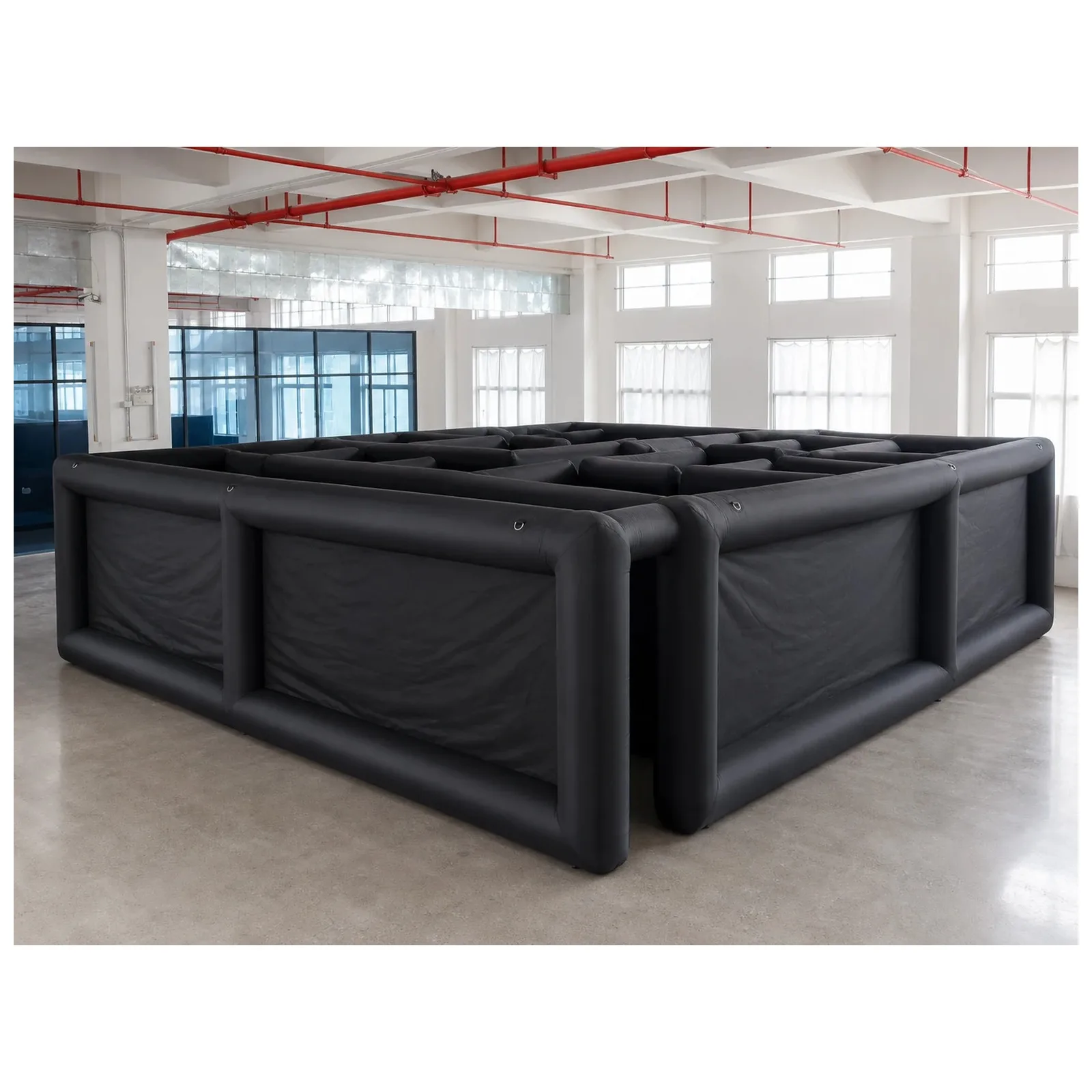 Large Plain Black Square Open Top Inflatable Maze 7X7m 23X23ft with Blower Commercial Event Exciting Party Events Outdoor Fun
