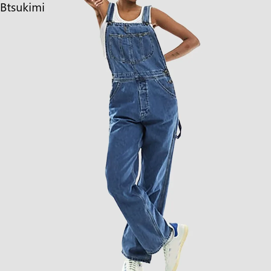 2025 Men Jeans Multi-pocket Denim Overalls Street Style Jumpsuits for Men Casual Loose Suspender Pants Retro One Piece Trousers