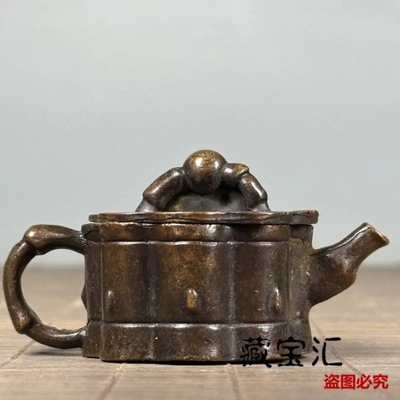 Retro Plum blossom bamboo joint Teapot Ornament Decoration Tea Pet Figurines Desk Decor Accessories