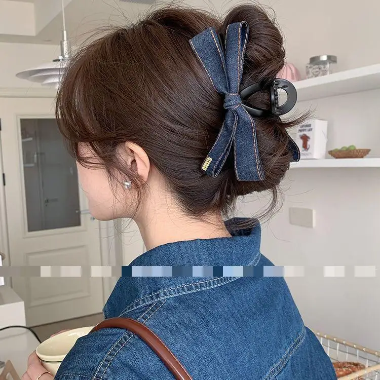 النساء مشبك شعر 2025 جديد 1 قطعة الدنيم القوس مخلب شعر كل مباراة كبيرة السيدات أغطية الرأس موضة إكسسوارات الشعر للنساء والفتيات #3