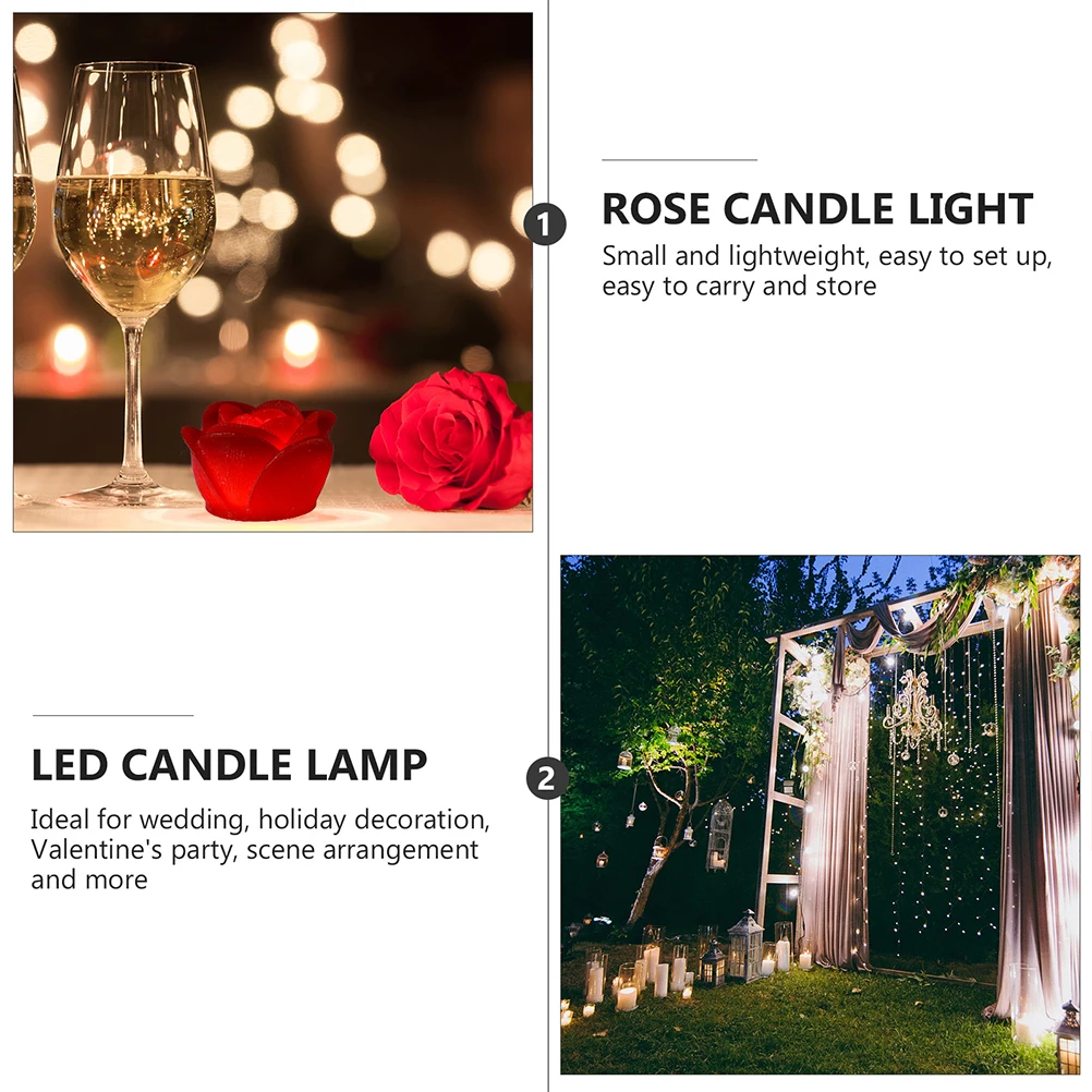 4Pcs Decorative Rose Lamp LED Electric Light for Table Centerpiece Decor Atmosphere Ornament