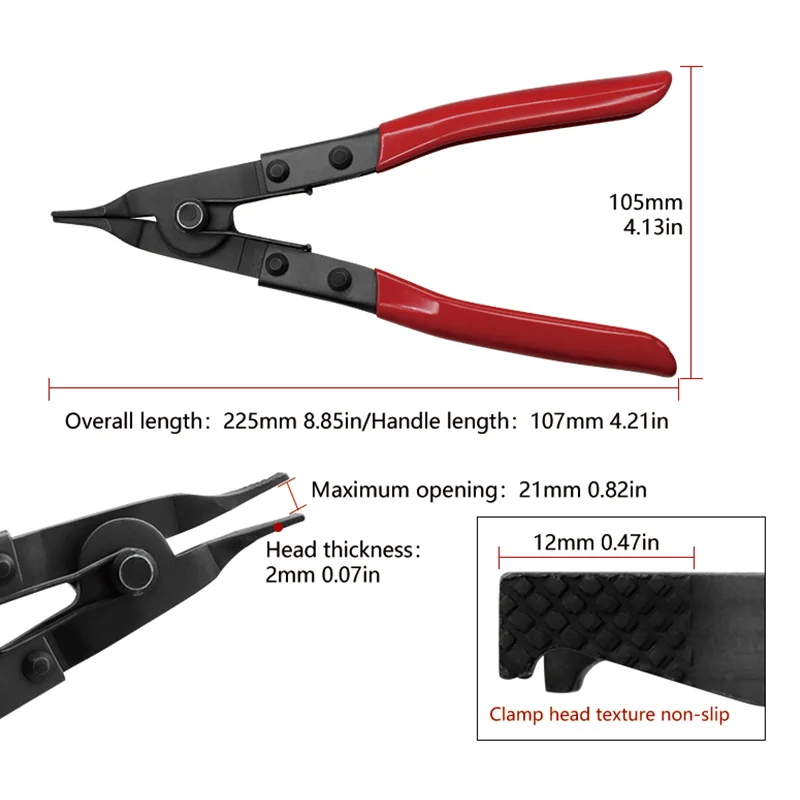 Gearbox Snap Ring Pliers Flat Mouth Steel Ring With Built-in Spring For Assisted Disassembly Flat Head With Mouth Design