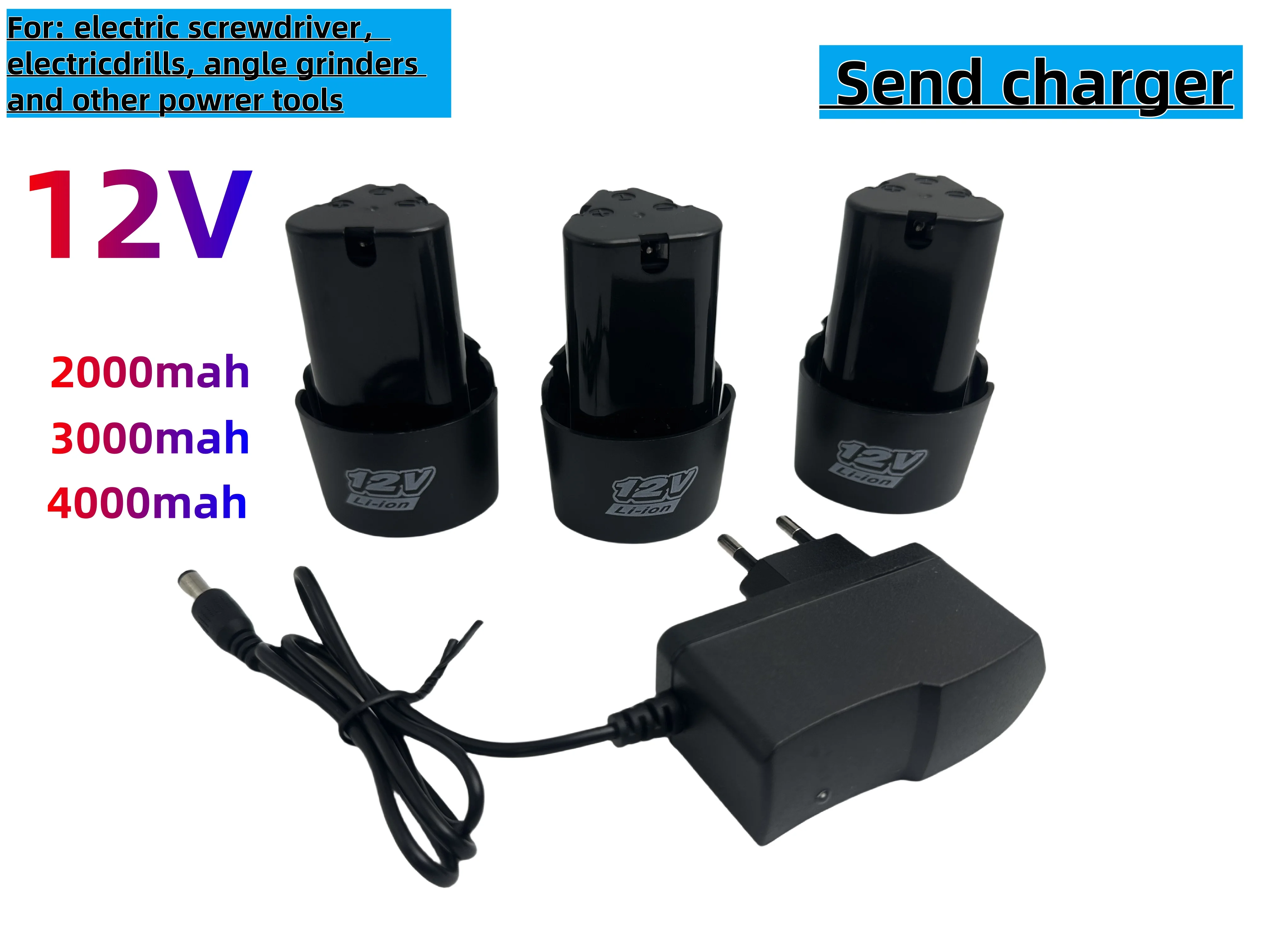 Universal Rechargeable 12V 4000mAh  Lithium Battery for Electric Screwdriver Electric Drill Mini Angle Grinder Power Tools