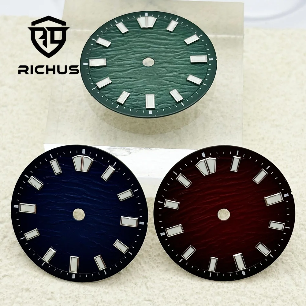 RICHUS 28.6mm Green Luminous Watch Dial Sterile Quartz Movement Compatible with NH35 NH36 ETA2824 2836 Miyota8215-DG VH31 Quartz