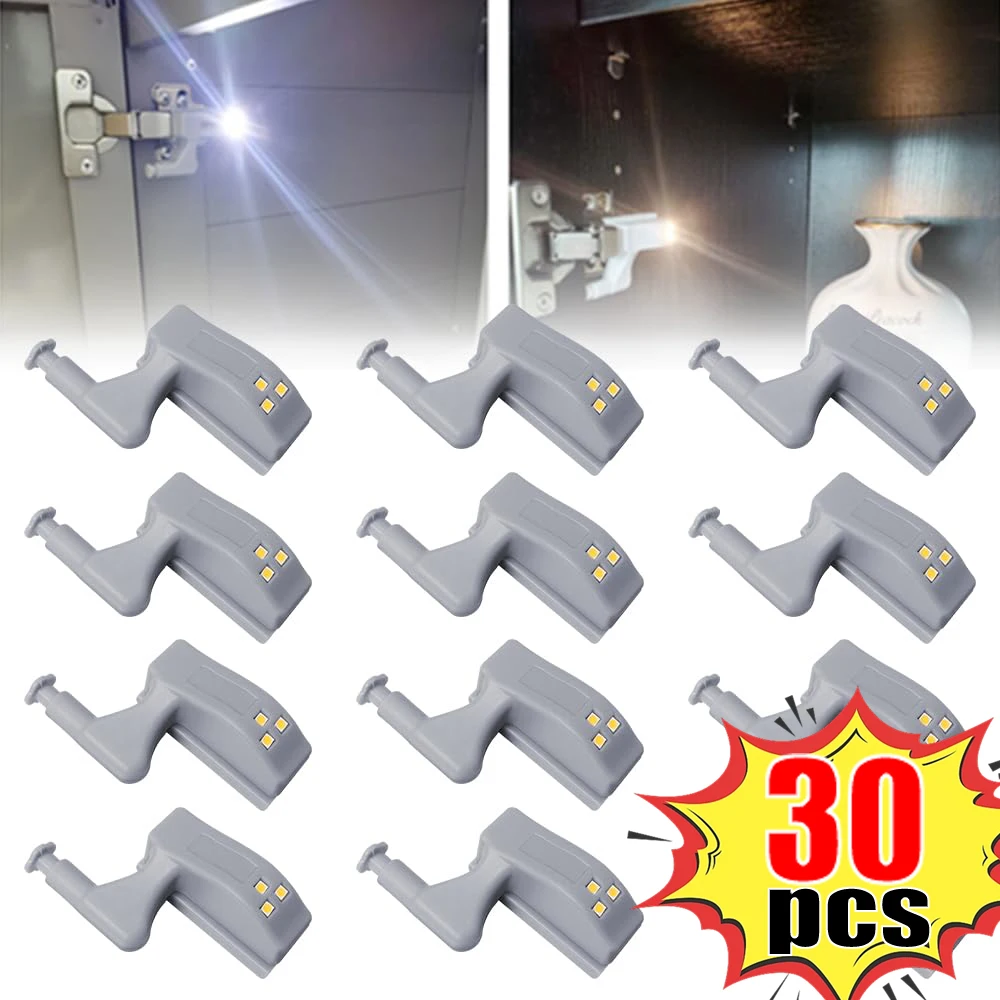 5-30pcs LED Inner Hinge Lamps Universal Under Cabinet Wardrobe Cupboard Sensor Night Lights Kitchen Bedroom Closet Wireless Lamp