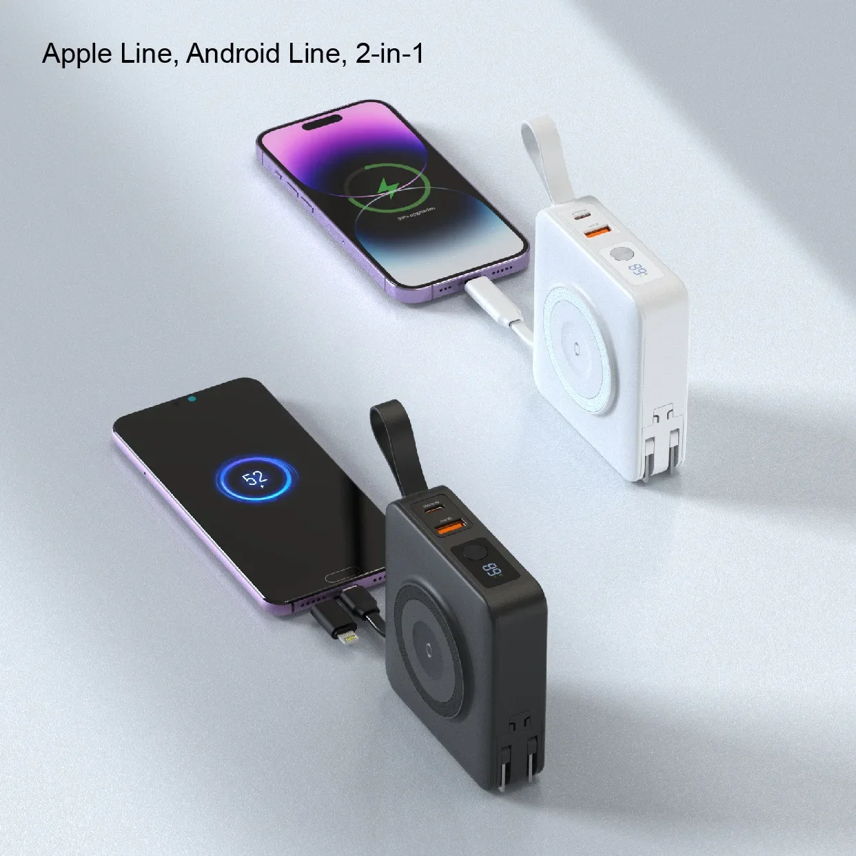 

2025 New 10000mAh 5-in-1 Multifunctional Magnetic Wireless Power Bank with 22.5W Fast Charging AC Wall Plug-in Mobile Power Supp