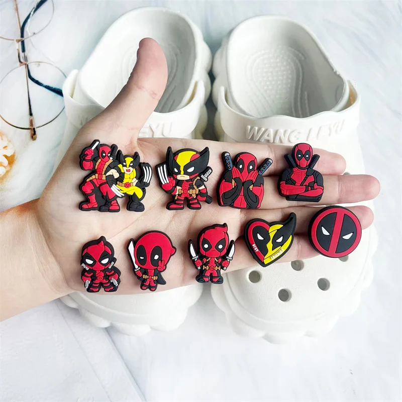 Hot sale 9pcs Miniso Disney Deadpool Series Shoe Charms Set For Clog Slides Sandals Cute Hero Shoe Accessories for Women Adults