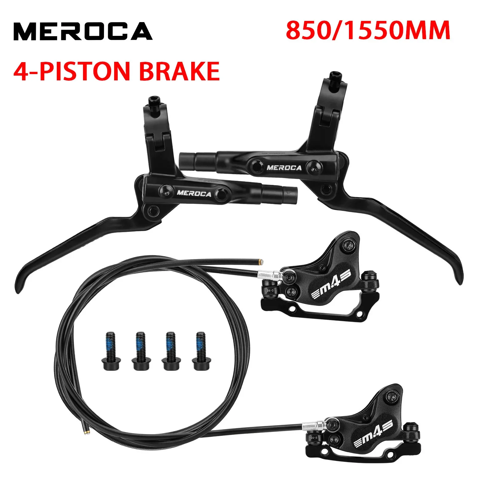 

MEROCA 4-Piston Split Type Bicycle Hydraulic brakes mtb Oil Pressure Front 850mm Rear 1550mm for Mountain Bike Brakes