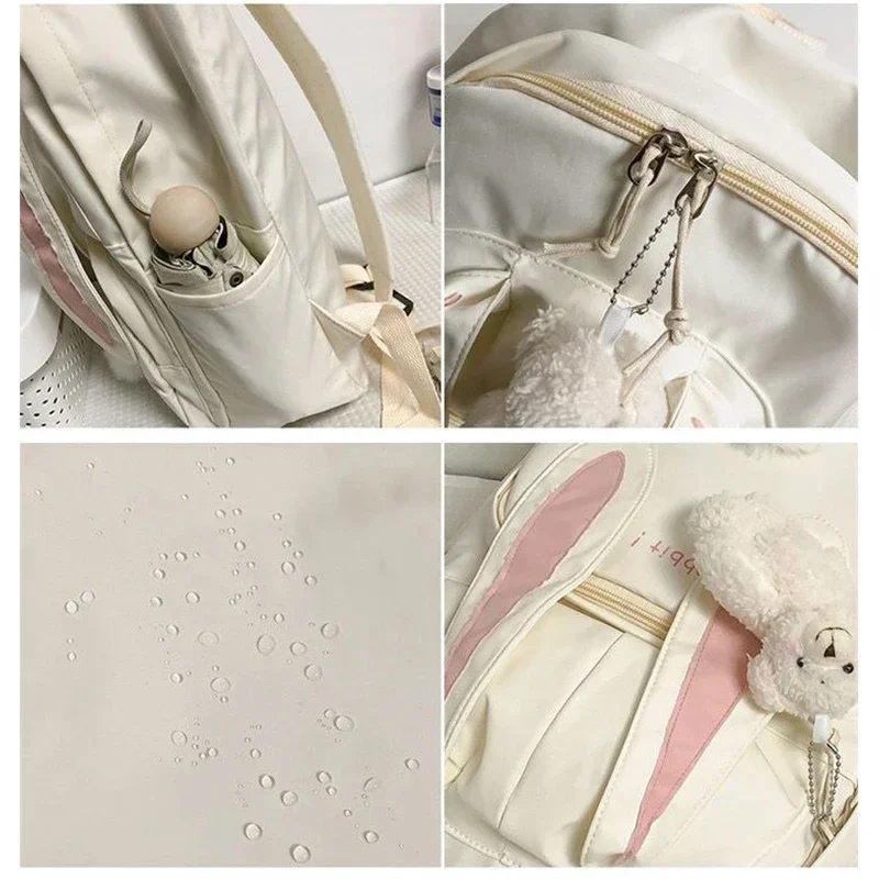 Middle School Bags for Teenage Girls Student Rabbit Cute Backpack Women Nylon Bookbag