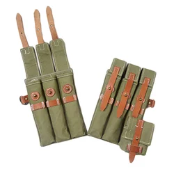 German Men's Canvas Kit Bag Green Hard Wallet Vintage Kit Cowhide Strap MP38 MP40 Kit Equipment Package WWII WW2