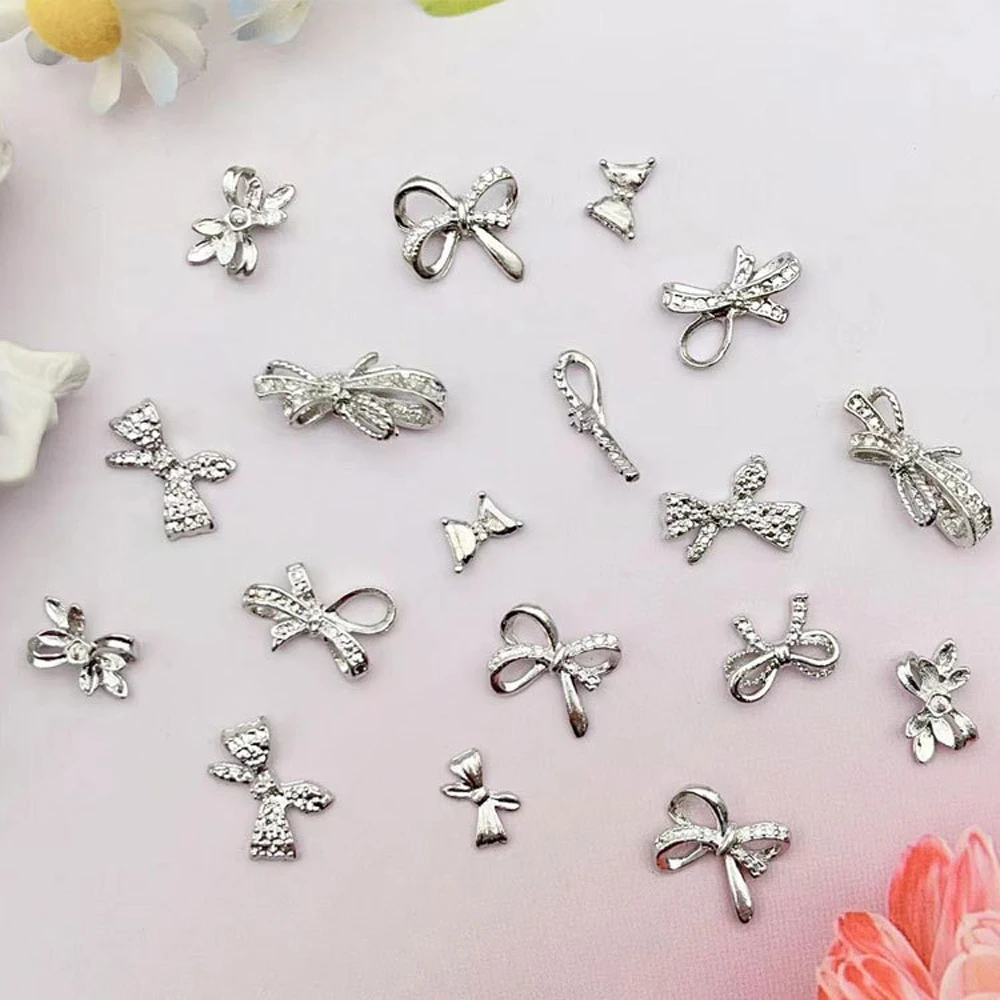 10Pcs Exquisite Japanese Bow Nail Art Charms 3D Metal Luxury Kawaii Bow Butterfly Jewelry Nail Rhinestone DIY Nail Decoration