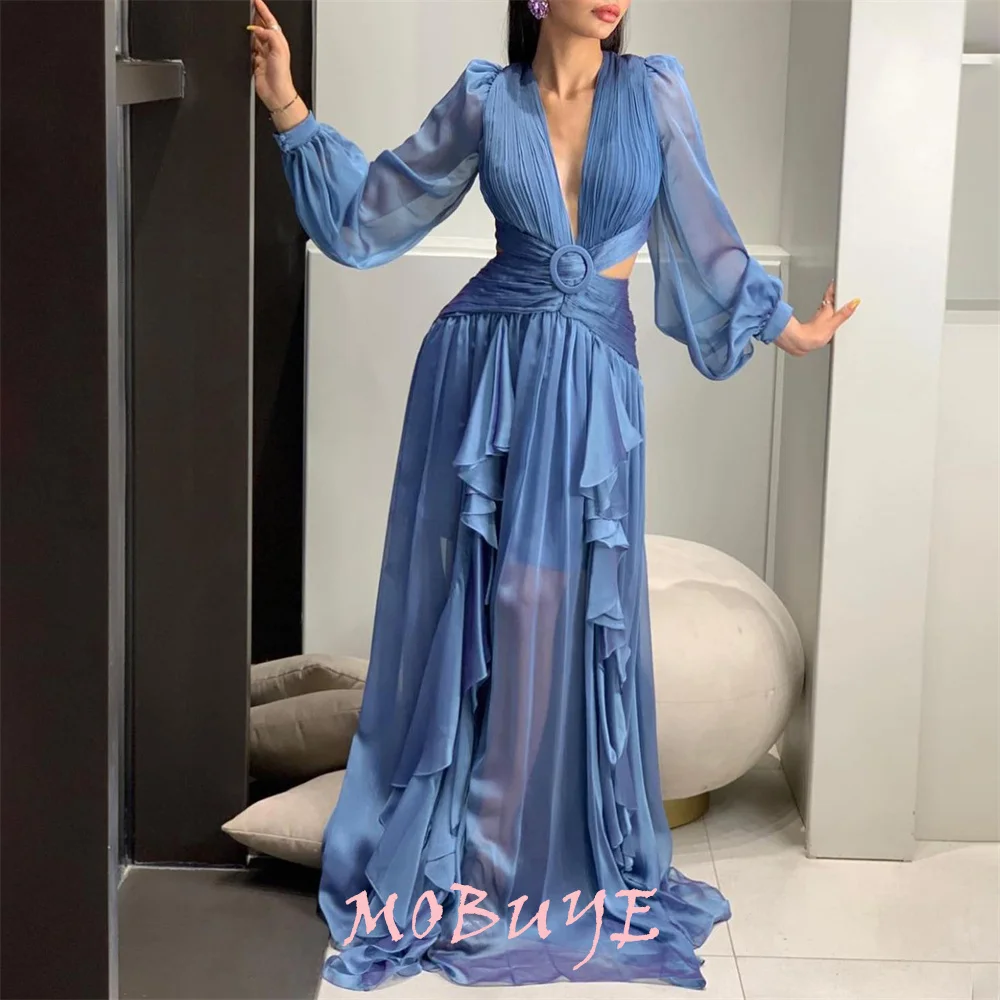 MOBUYE-Robe de Bal Longue à Manches sulfpour Femme, Tenue de Soirée Élégante, Populaire, 2024