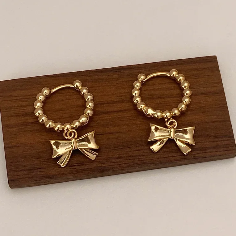 PONYKISS 925 Sterling Silver Needle Minimalist Bowknot Hoop Earrings for Women Cute Fashion Jewelry Light Luxury Accessories