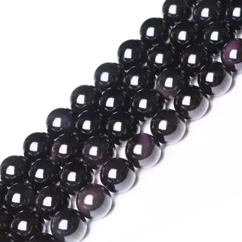5A Smooth Natural Stone Beads Black Obsidian Round Loose Spacer For Jewelry Making DIY Charm Bracelets Necklace Accessories 15" view 4