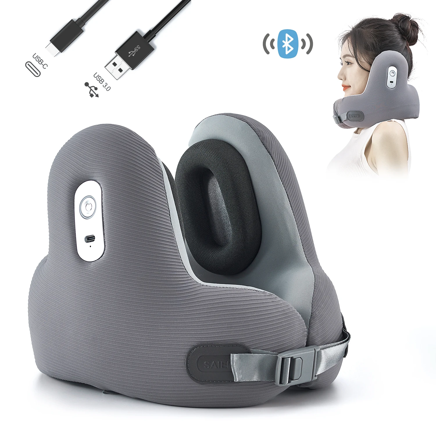 Hot Sell Concave Neck Pillow Sleep Well Standard Memory Foam Bluetooth Music Pillows Reversible Neck Pillow for Sleeping