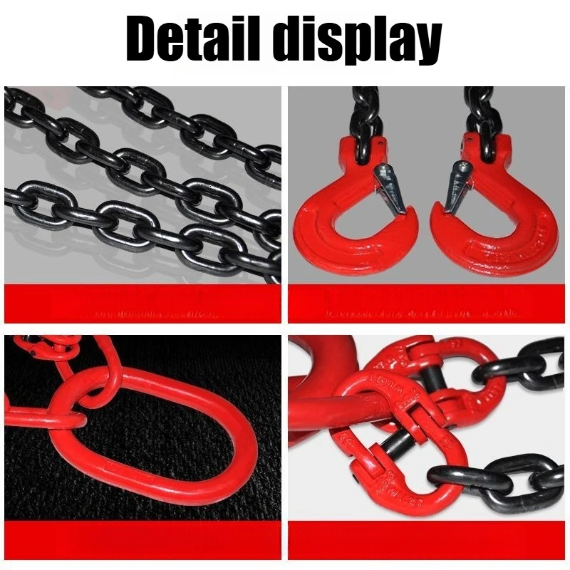 Chain Sling G80 Manganese Hook Rings Iron Chain Crane Alloy Steel Material Various Specifications Multiple Sizes High Strength