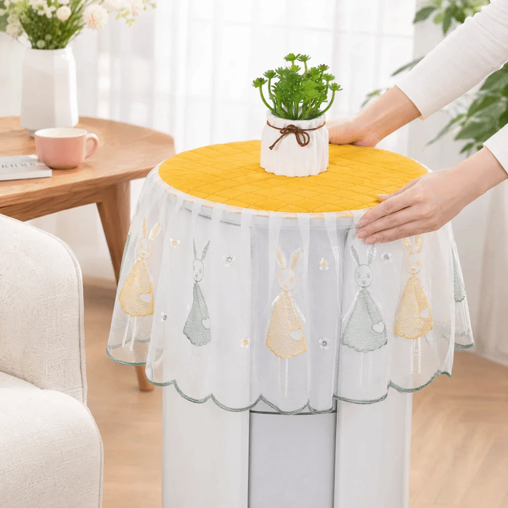 Fresh Light Style Air Condition Cover No Assemble Step Round Cabinet Fit Dust Shield Gear Full Wrap Frame Soft Cloth Shell