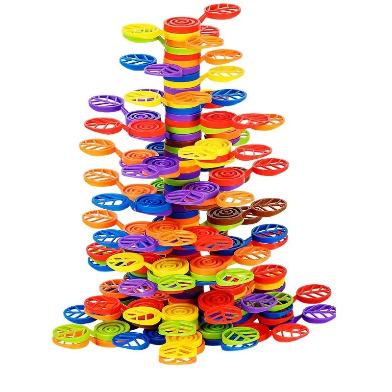 

120 Pcs Rainbow Tree Plastic Stacking Blocks Balance Game Building Toys For Montessori Educational Boys Girls Birthday Gifts Toy