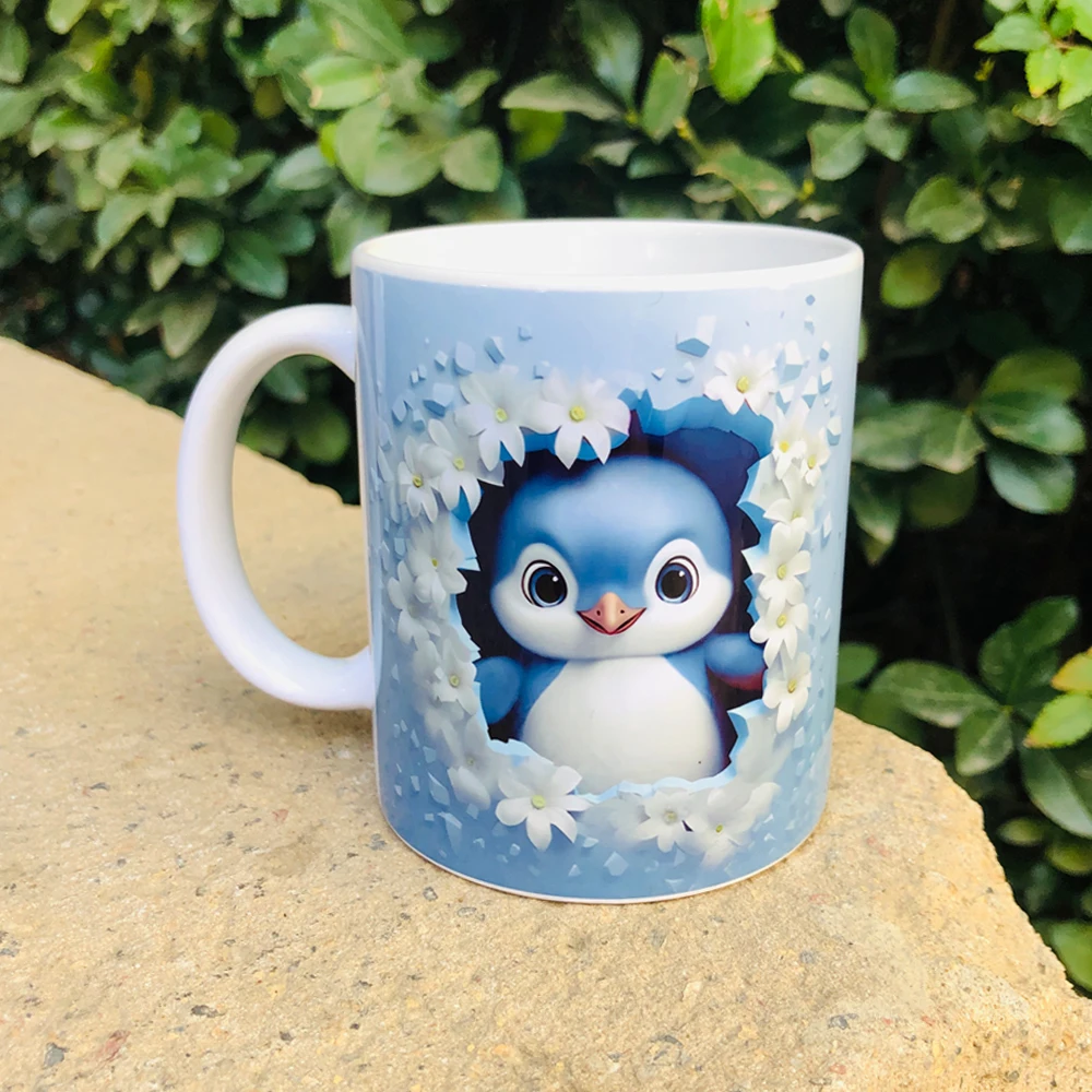 flower penguin coffee mug office coffee mug cup for ladies children birthday gift milk cup