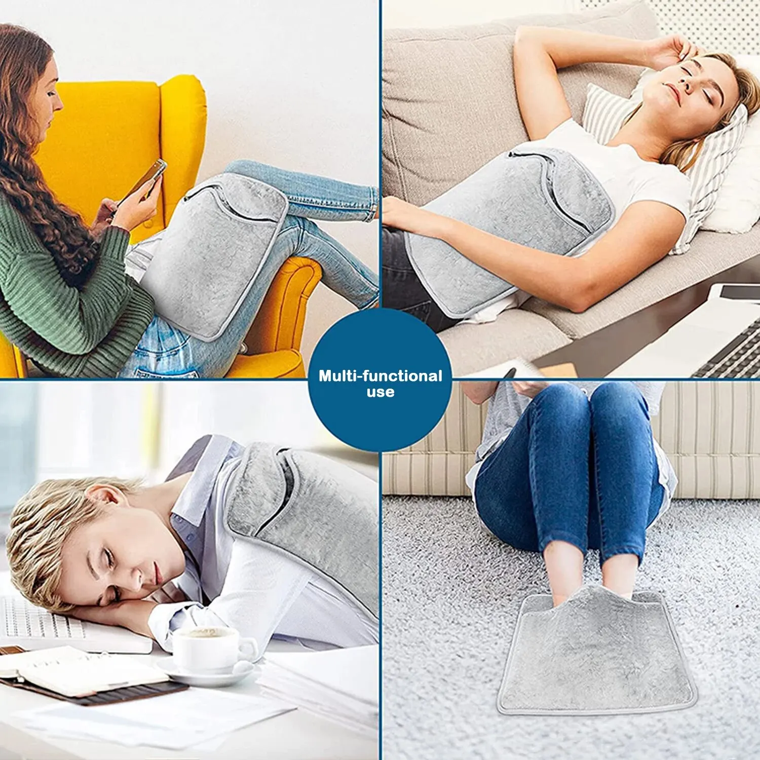 جهاز تدفئة قدم كهربائي ساخن ، وسادة تسخين سريعة ، جهاز حماية من الحرارة الزائدة ، قابل للغسل للمنزل والمكتب ، 6 إعدادات حرارة