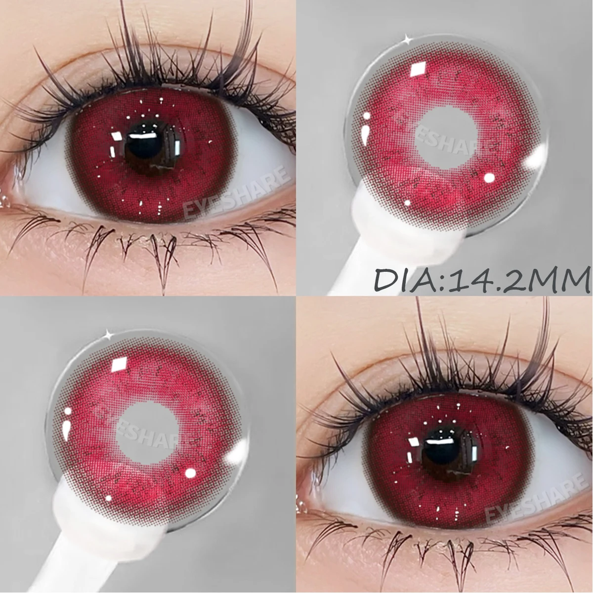 EYESHARE 1 Paar modische farbige Kontaktlinsen für Augen, lila Farbkontakte, rote Linsen, rosa, weiche Linsen, Schönheits-Make-up, jährlich