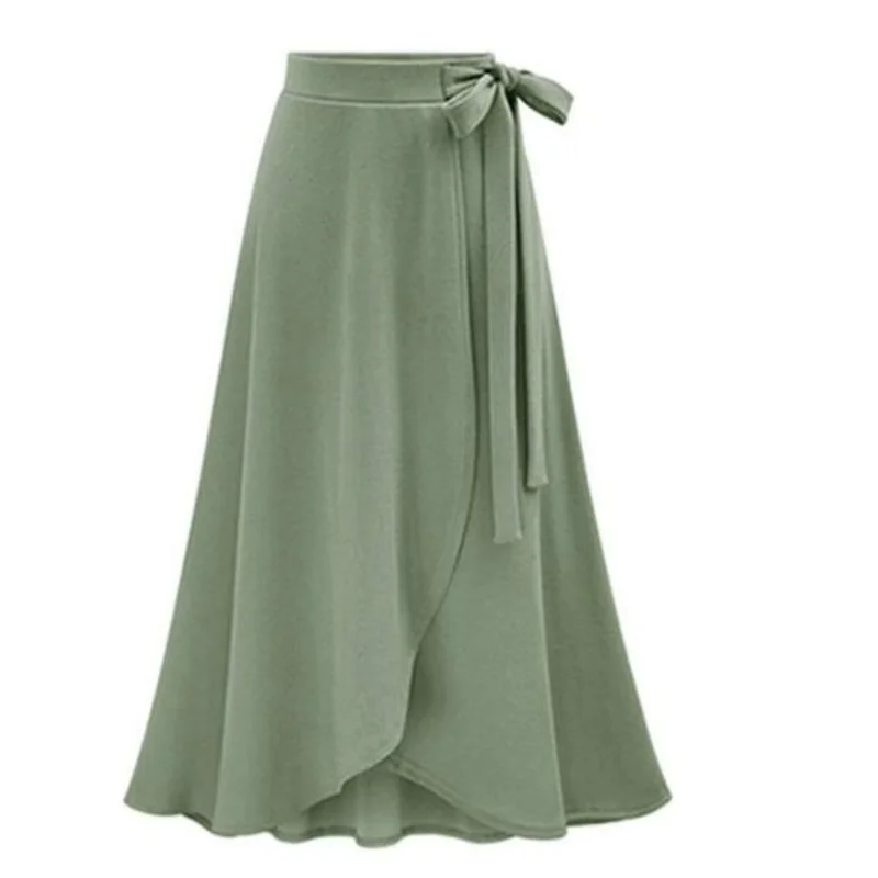 Plus Size M-6XL Women Maxi Skirt Pink Ruffle High Waist Bowtie Slit Long Skirt Spring Summer Office Casual Elegant Solid Skirt