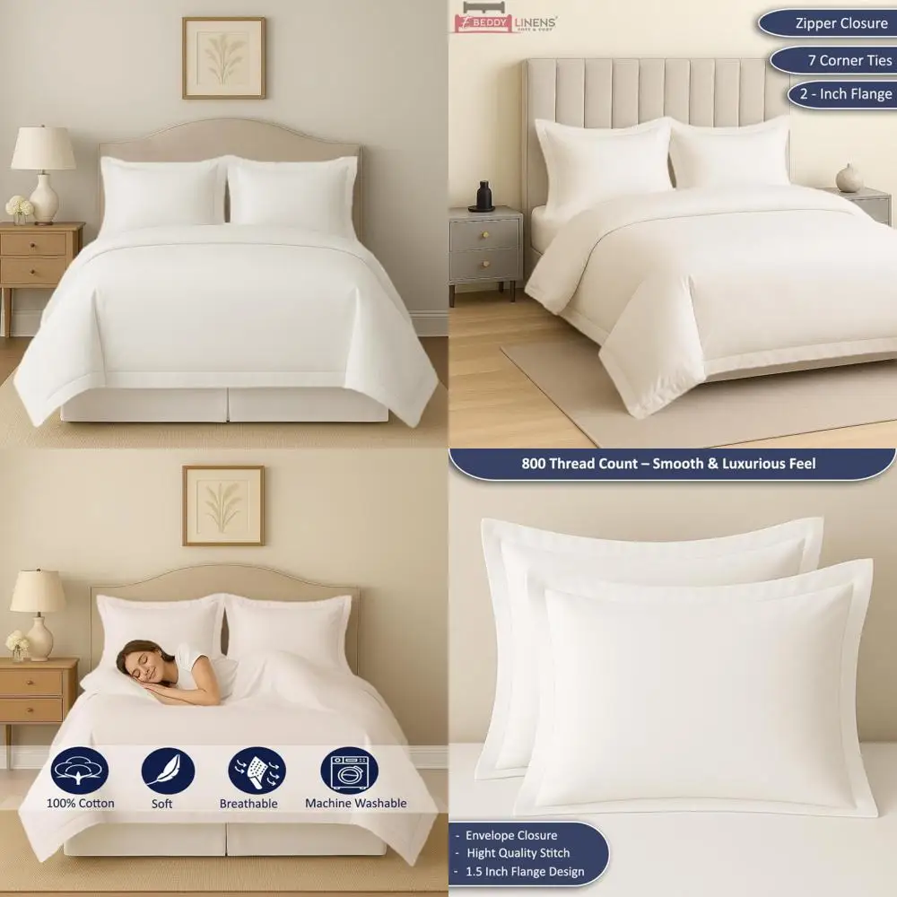 

Ultra-Soft Egyptian Cotton Oversized King Duvet Cover Set, 800 Thread Count, 120x98 Size, 3-Piece with Hidden Zipper, Silky Comf