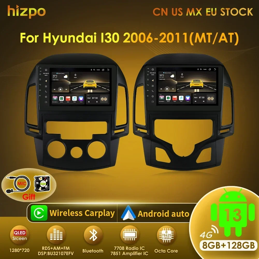 Hizpo Octa Core 7862 For Hyundai I30 2006-2011 Car Radio Multimedia Player System Navigator GPS Auto Stereo 2din Android Carplay