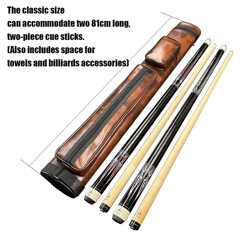 

Billiards Pool Cue Case with Handle Storage Pouch for Club Traveling Outdoor,Portable Container Carrying for 2 Butts and 2 Shaft