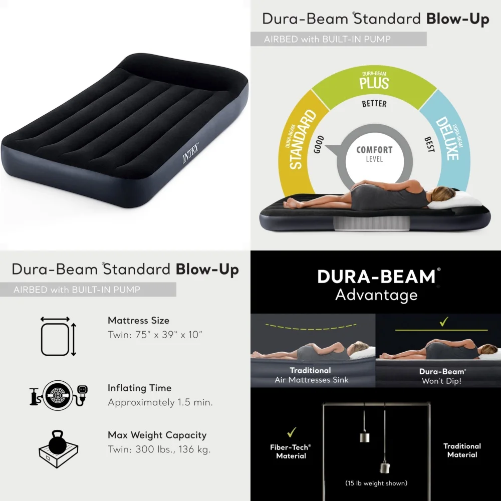 

MattressesComfortable Twin Air Mattress with Built In Pump for Fast Inflation and Support