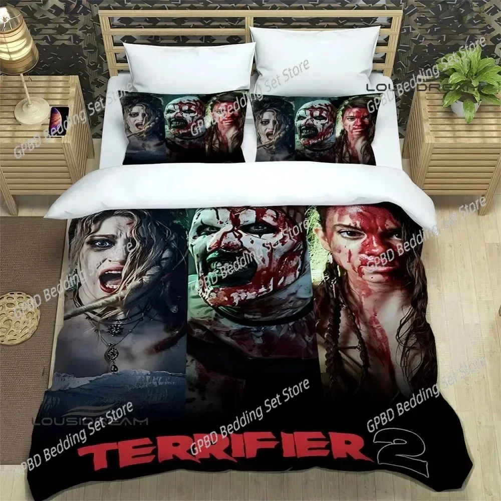 Terrifier horror 3D Bedding Set Duvet Cover Pillowcases Single Twin Full Queen King Size Home Decor Quilt Boys Gift