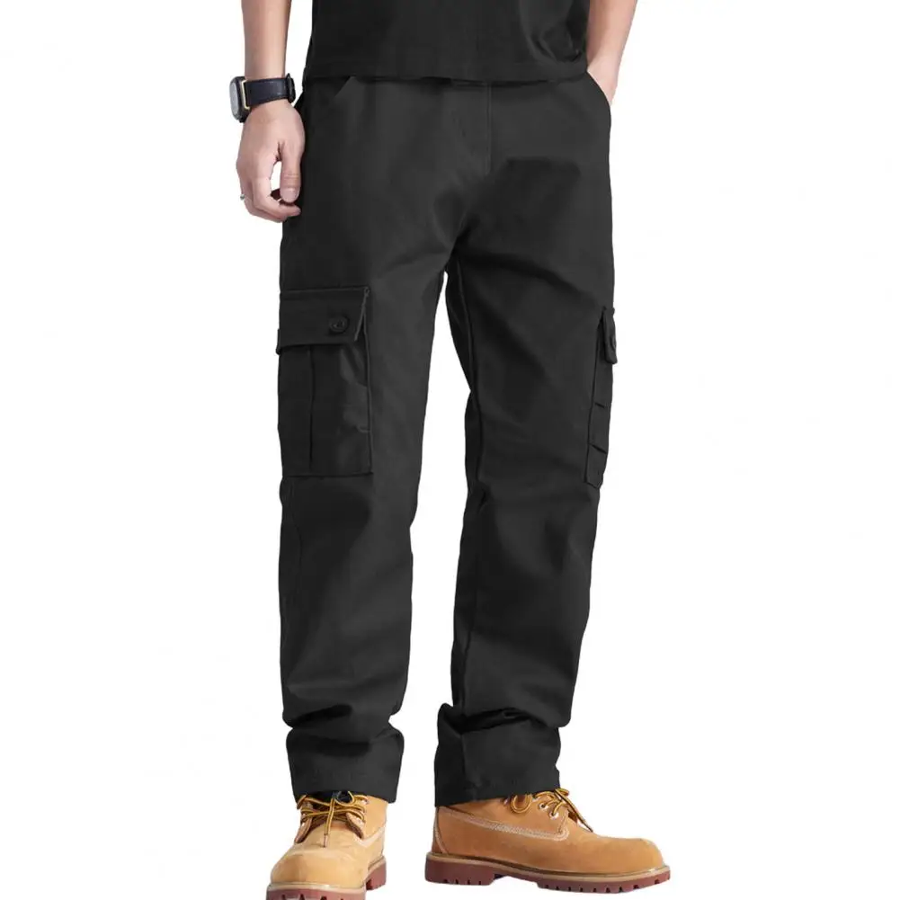 Men Cargo Trousers Outdoor Travel Cargo Pants for Men with Multiple Pockets Straight Leg Design Cotton Material Mid