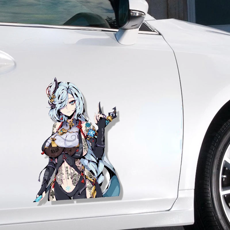 

CG Car Sticker Street Punk Styling Shenhe Peeker Car Sticker Anime Genshin Impact Waifu Decal JDM Cartoon Peek Girl Decals